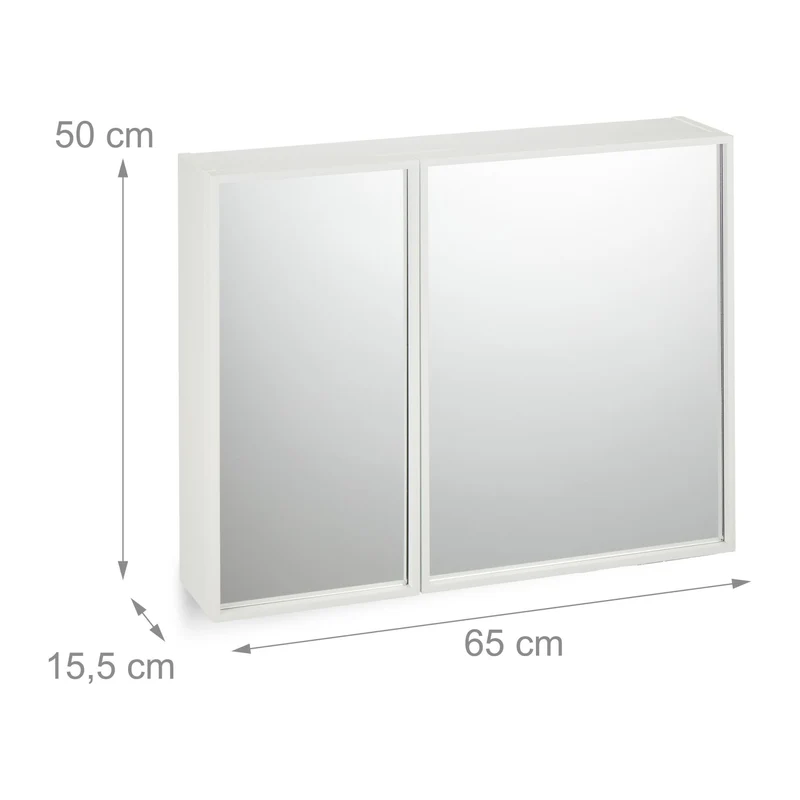 Armoire de salle de bain murale 2 portes miroir rangement moderne réglable 80 x 60 x 20 cm en bois blanc 13_0015166