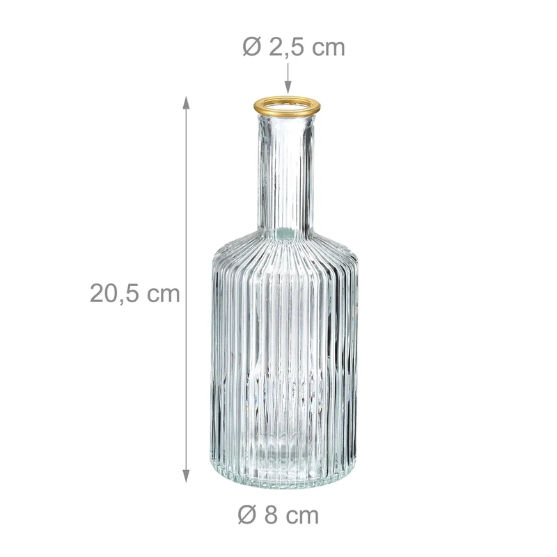 Lot de 3 vases décoratifs modernes pour table salon cuisine 30 cm en verre transparent 13_0015703