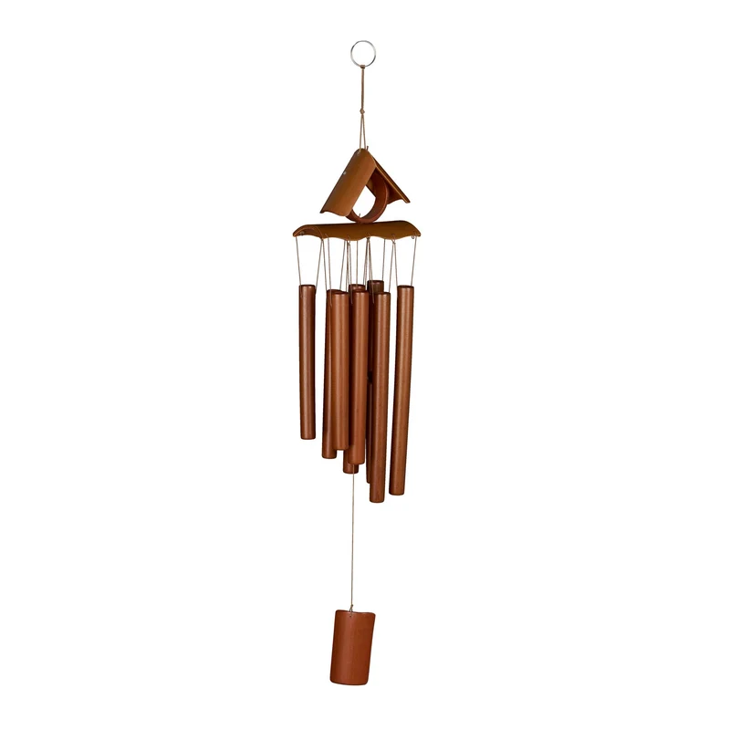 Carillon à vent en bambou intérieur extérieur 74 x 20 cm son apaisant déco zen en bambou naturel 13_0011872