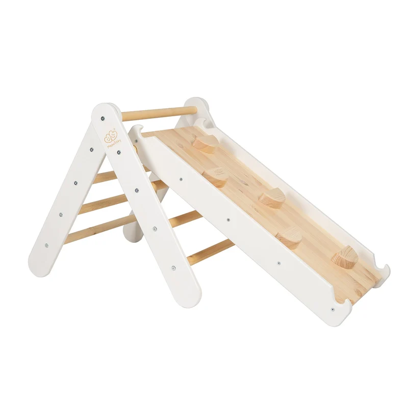 Triangle Pikler avec toboggan blanc et bois MeowBaby