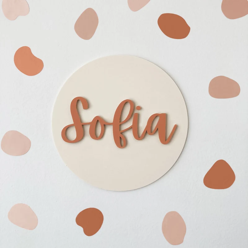 Nom acrylique rond - Cosy - Plus de couleurs disponibles