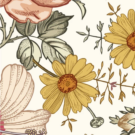 50x289 cm Vinyle Fleurs Vintage