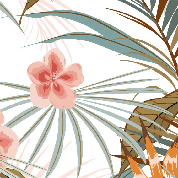 50x89cm Vinyle Plantes Tropicales