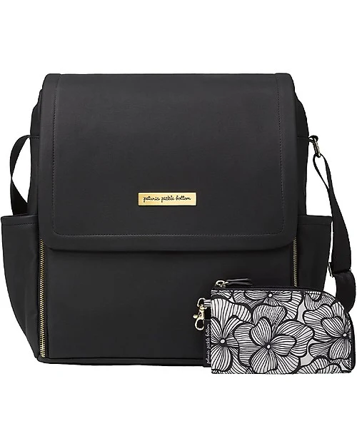 Sac à dos à langer Boxy noir en similicuir Petunia Pickle Bottom