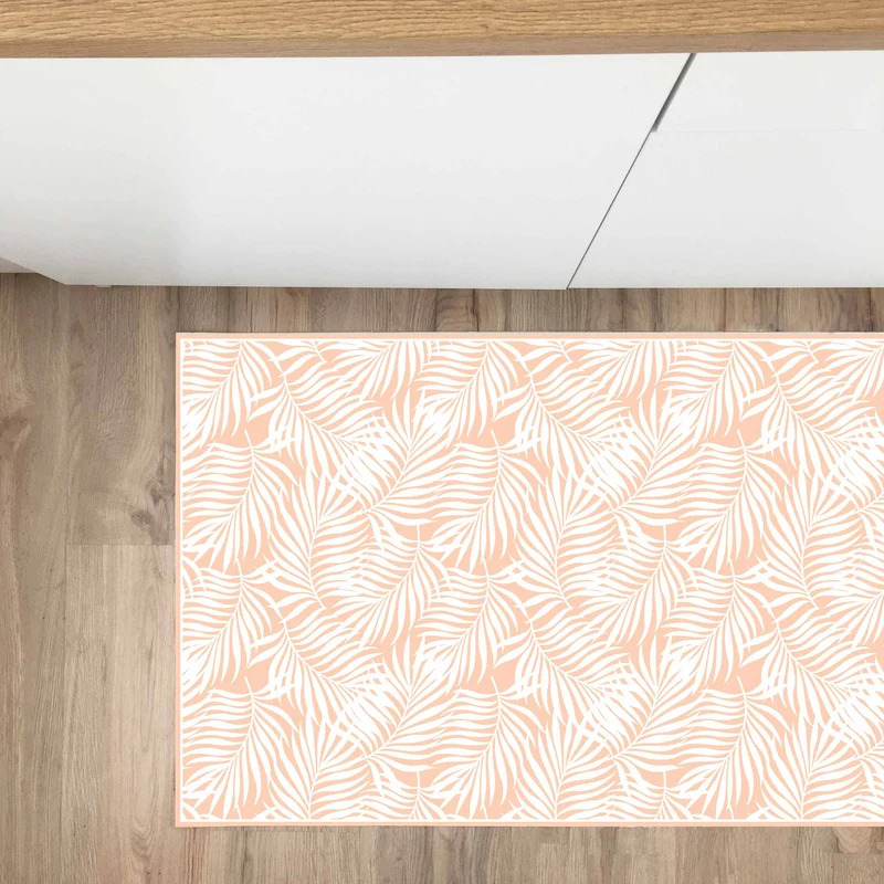 Tapis Vinyle Feuilles Tropicales Pêche 100x150