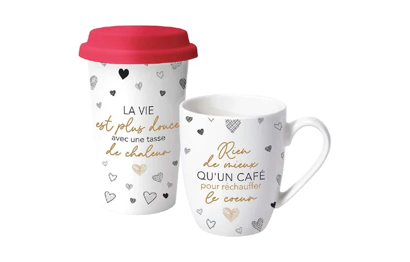 Duo Tasses Café Coeurs