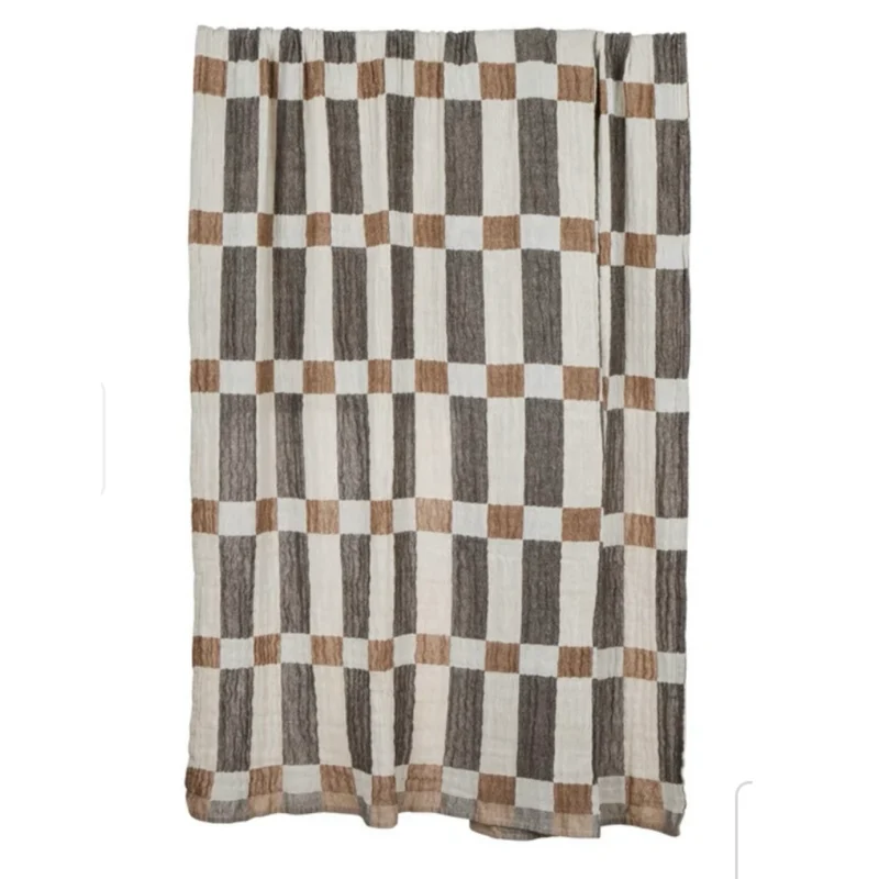 Brown and Natural Muslin Throw