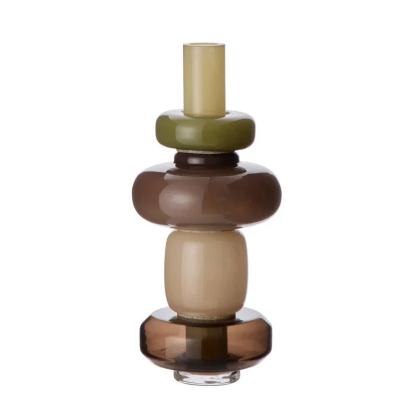 Brown and Green Glass Tall Vase