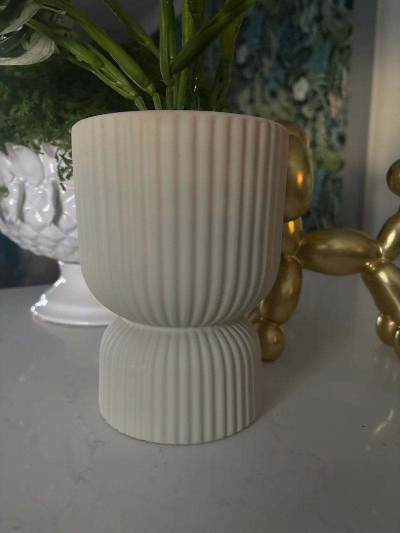 Palina Pedestal Pot Ivory Ceramic