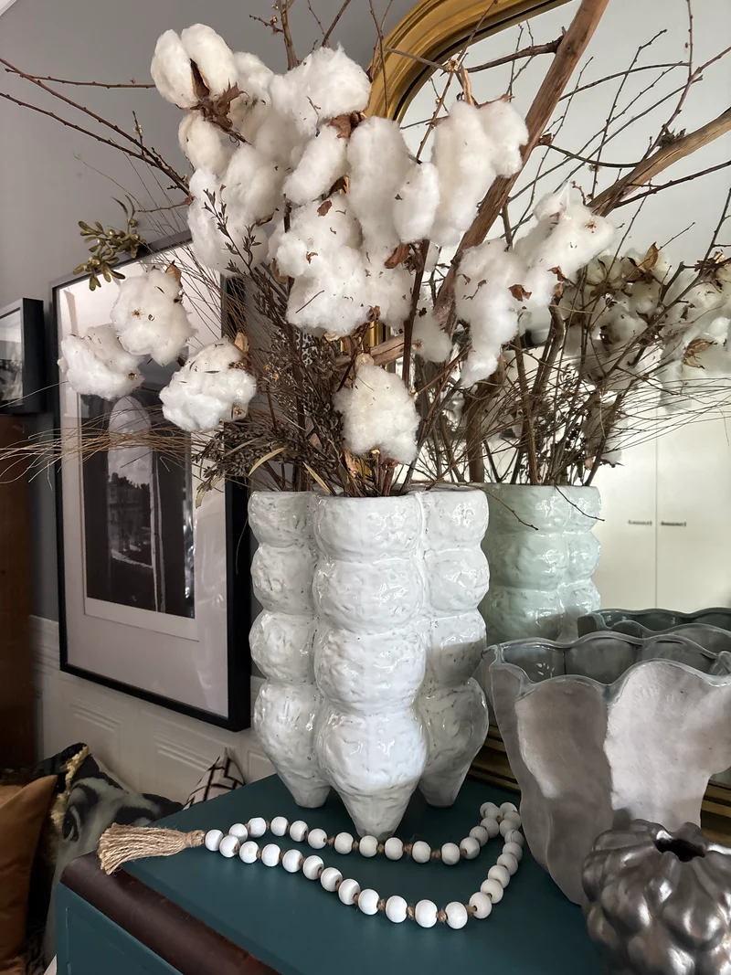 Jenna Tall White Ceramic Vase