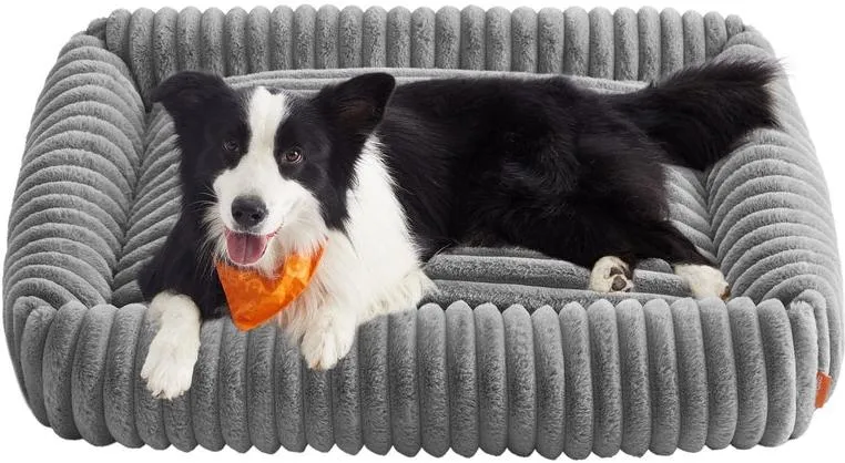 Panier pour chien orthopédique moelleux lavable 106 x 75 x 20 cm ambiance cosy en tissu gris 12_0012946