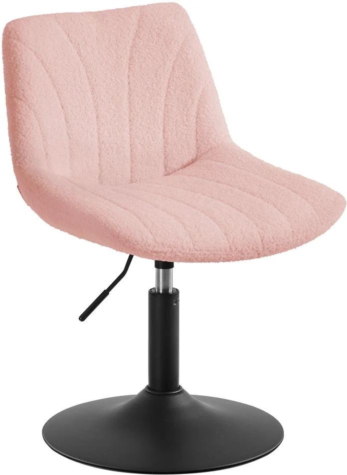 Lot de 2 tabourets de coiffeuse réglables avec dossier et rotation 43 x 46 x 65-77 cm en tissu bouclette rose 12_0012938
