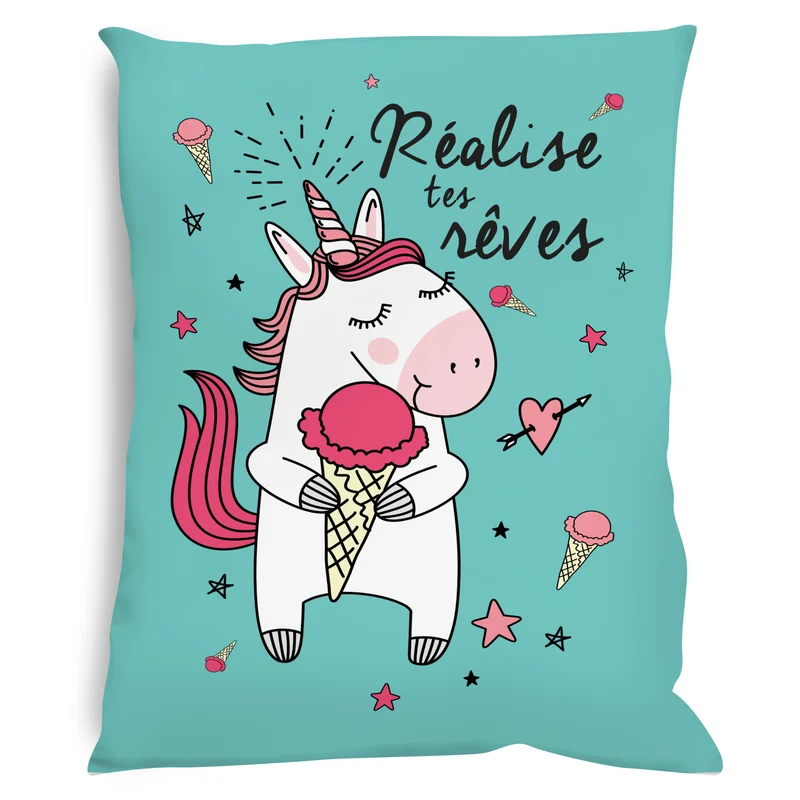 Coussin Licorne Réalise tes rêves
