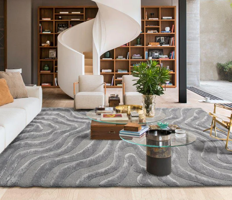 Tapis salon gris foncé épais - Nagano
