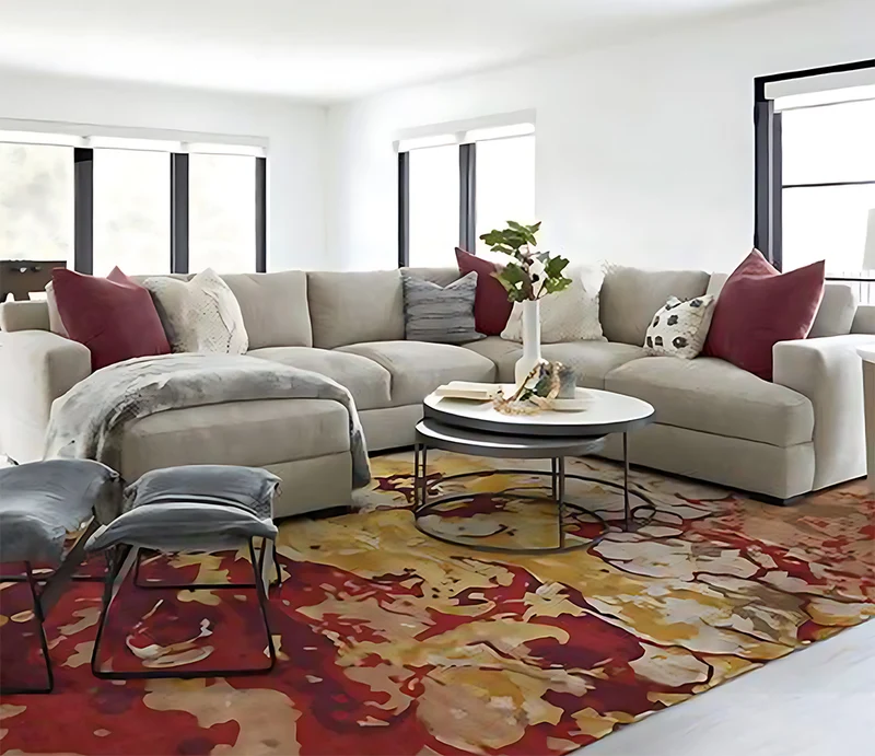 Tapis salon coloré jaune rouge - Aquarelle