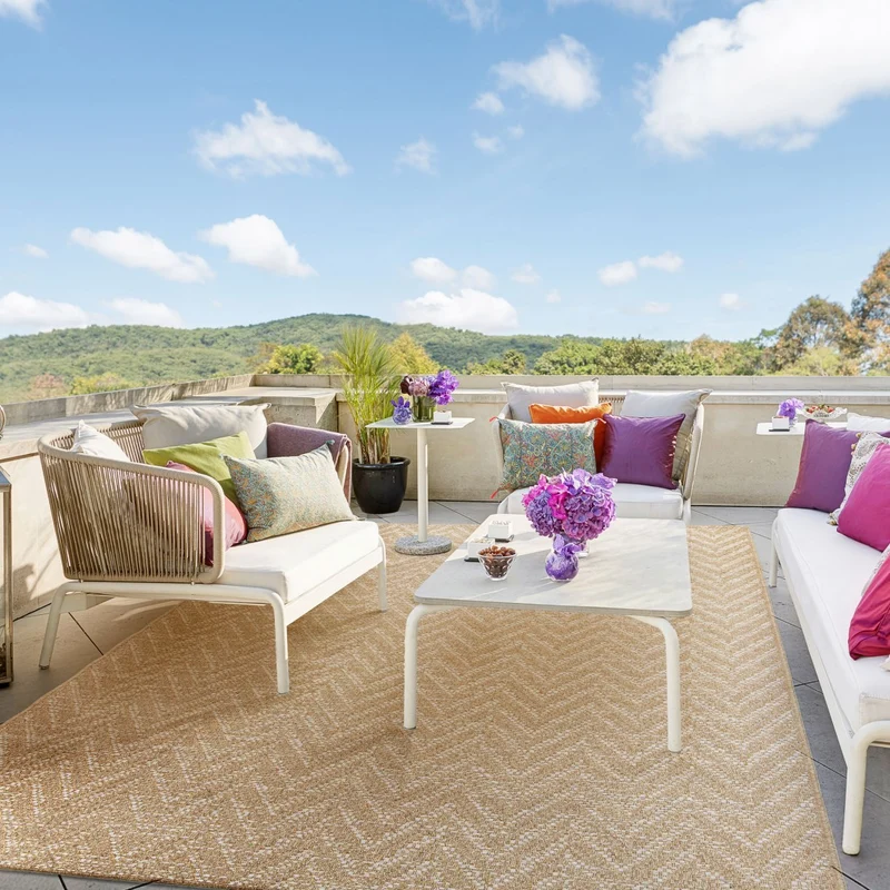 Tapis d'extérieur beige à motif - Belize