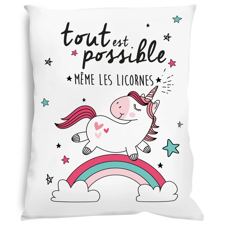 Coussin Licorne Tout est possible même les licornes