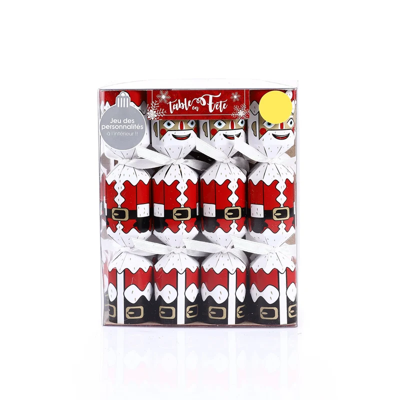Lot de 8 mini crackers surprises de Noël 12x14,6x6,3 cm - Argent
