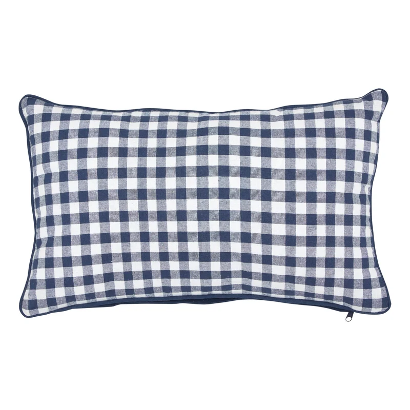 Coussin Vichy bleu terracotta 30x50 cm