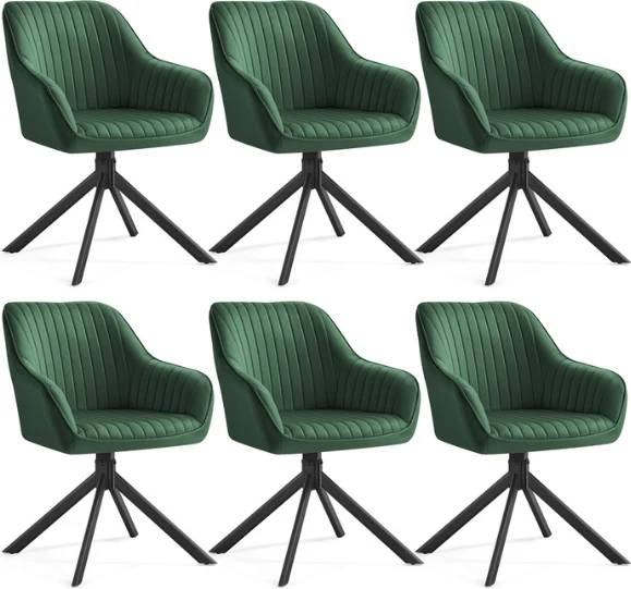 Chaise de salle à manger pivotante confort ergonomique 58 x 60 x 81,5 cm en velours noir d'encre 12_0012546