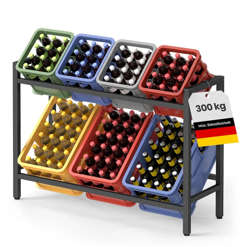 Étagère caisses boissons 2 niveaux