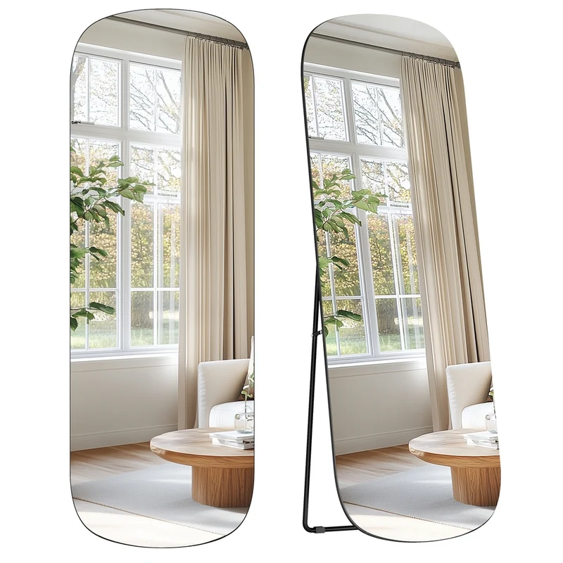Miroir sur Pied Pleine Longueur, 160 x 50 cm, avec Coins Arrondis