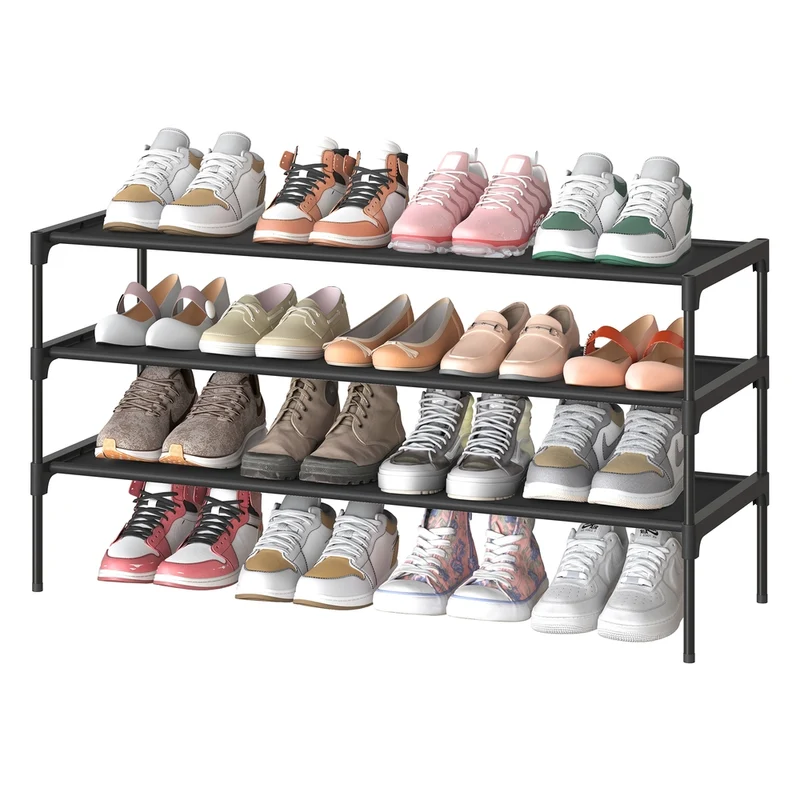 Étagère à Chaussures 3 Niveaux, Porte-Chaussures