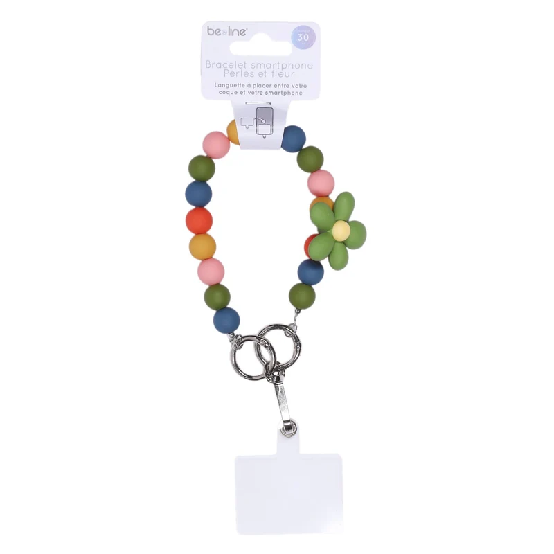 Bracelet pour téléphone perles et fleur