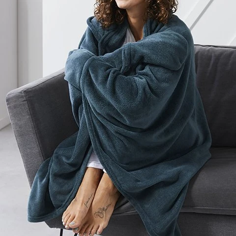 Plaid à capuche - Bleu