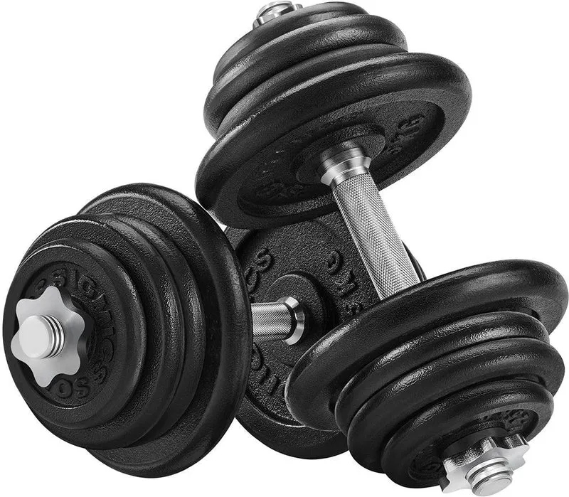 Lot de 2 haltères courts en fonte pour entraînement musculaire efficace 30 x 15 x 15 cm ergonomiques en fer noir 12_0009831