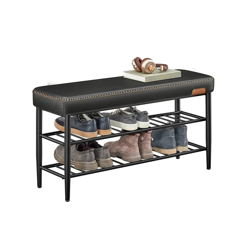 Banc à chaussures rembourré pour entrée avec rangement