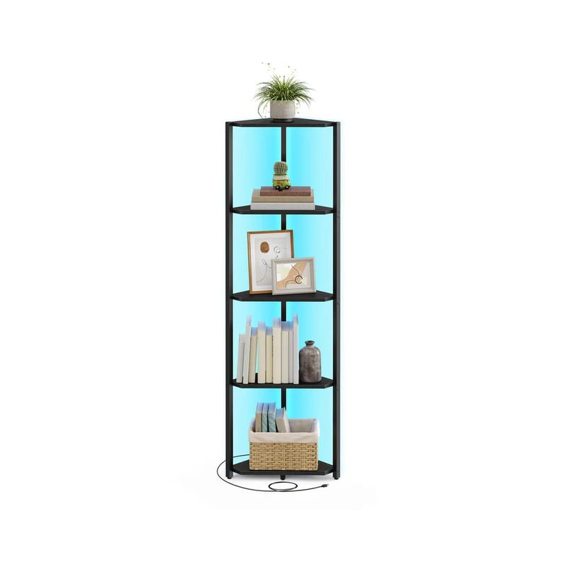 Étagère d’angle avec éclairage LED