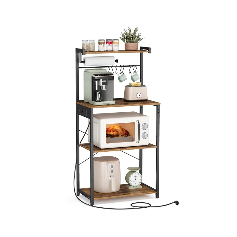 Étagère de cuisine avec prise et rangement pour appareils