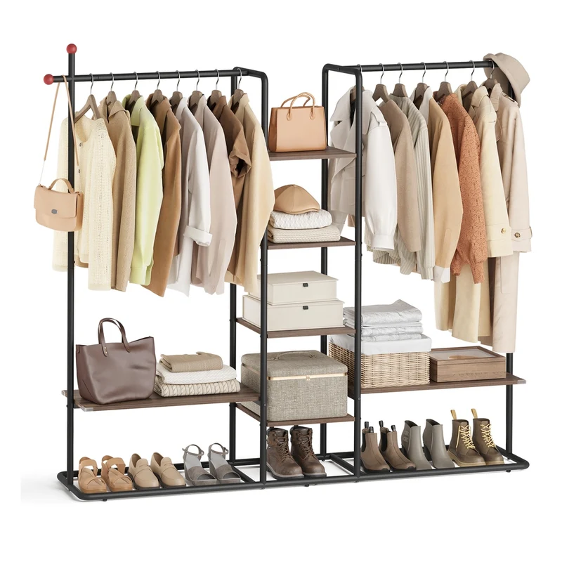 Portant à vêtements avec étagères