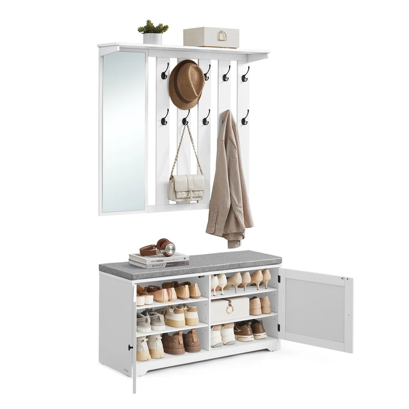 Meuble d entrée avec porte manteau banc et miroir