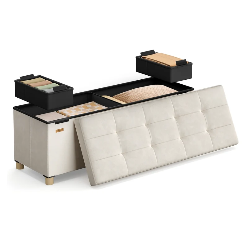 Banc de rangement pliable en velours