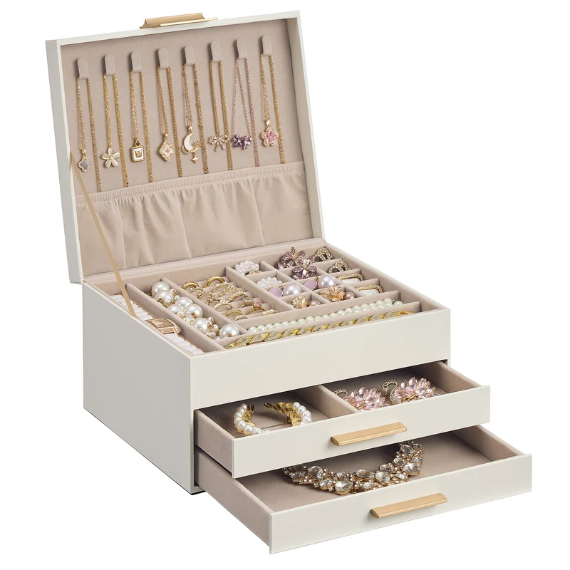 Rangement bijoux en PU avec tiroirs