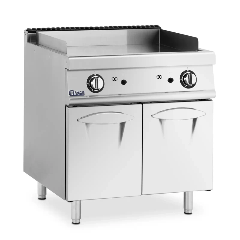 Plancha gaz 12 kw lisse 50 300 °c propane / lpg / gaz naturel armoire intégrée acier inoxydable acier chromé argent métallisé 14_0009531