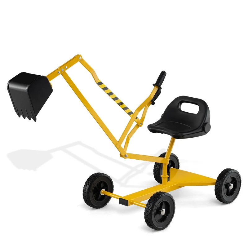 Pelleteuse à sable pour enfants 121 x 40 x 64 cm siège rotatif à 360° cadre en métal ergonomique jaune 20_0013093