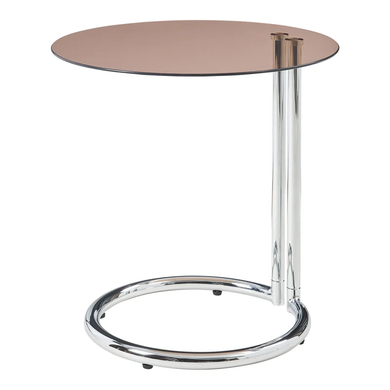 Table d'appoint verre trempé 46 x 45 cm verre ambré chrome 03_0010977