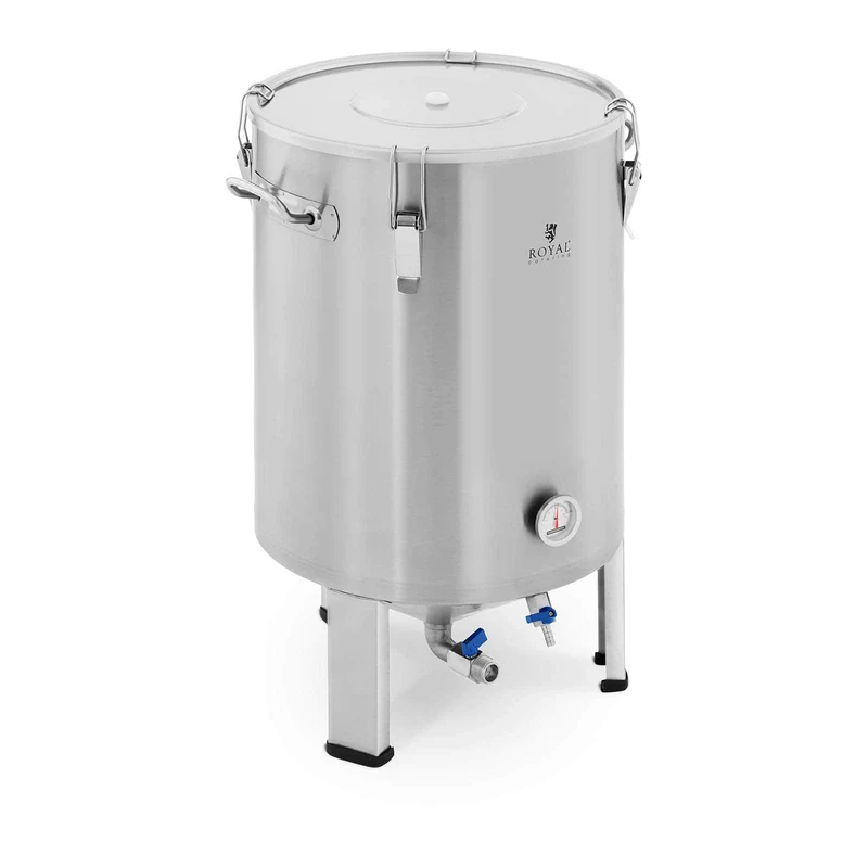 Cuve de fermentation fermenteur bière inox conique (60 litres, plage de température : 0-40 °c, thermomètre : °c / °f, double système de d'évacuation) 14_0004607