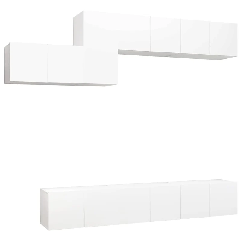 Ensemble de meubles armoire buffet TV télévision salon chambre séjour 7 pièces bois d'ingénierie blanc 02_0025151
