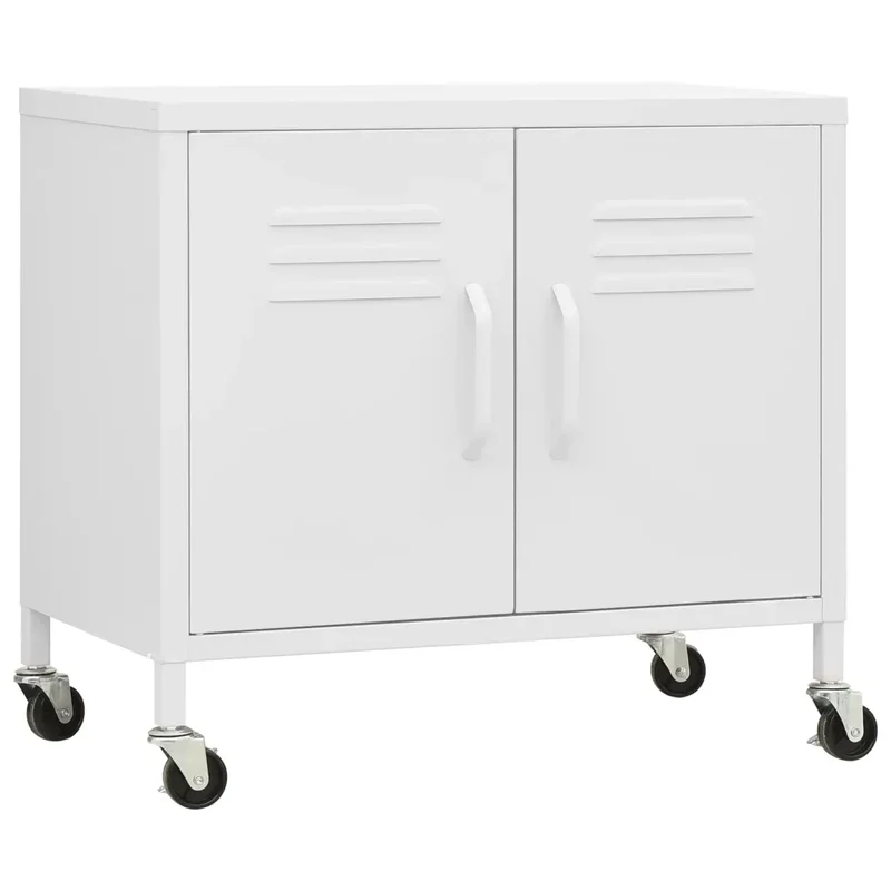 Armoire de rangement mobile avec étagère réglable 60 x 35 x 56 cm en acier blanc 02_0046902