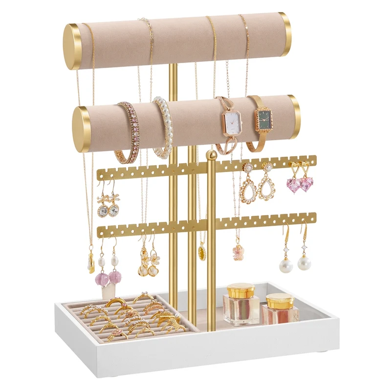 Porte-bijoux multifonction avec supports bracelets et boucles d’oreilles