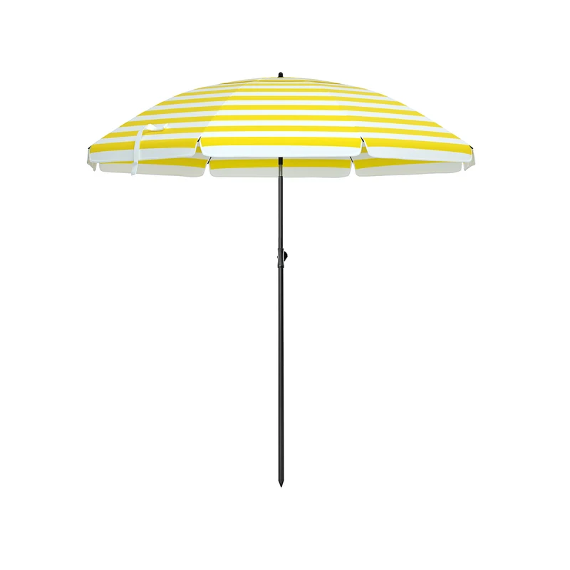 Parasol de plage ø 1 6 m ombrelle de jardin protection upf 50+ inclinable portable résistant au vent baleines en fibre de verre avec sac rayures jaunes et blanches gpu60yw 12_0001756
