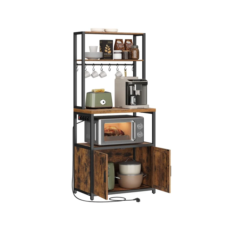 Étagère de cuisine avec multiprise et bar à café pratique