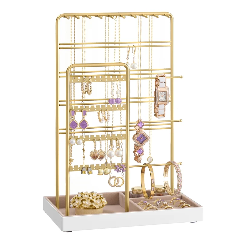 Présentoir à bijoux en métal avec plateau en velours