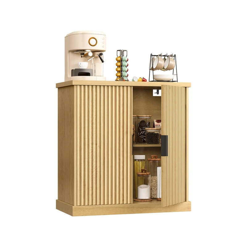 Buffet de rangement avec étagères réglables et portes cannelées