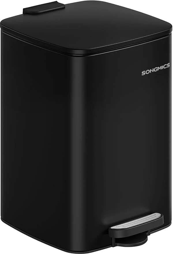 Poubelle de cuisine à pédale 34 x 28,5 x 40,4 cm avec seau intérieur pratique design moderne en acier noir 12_0011581