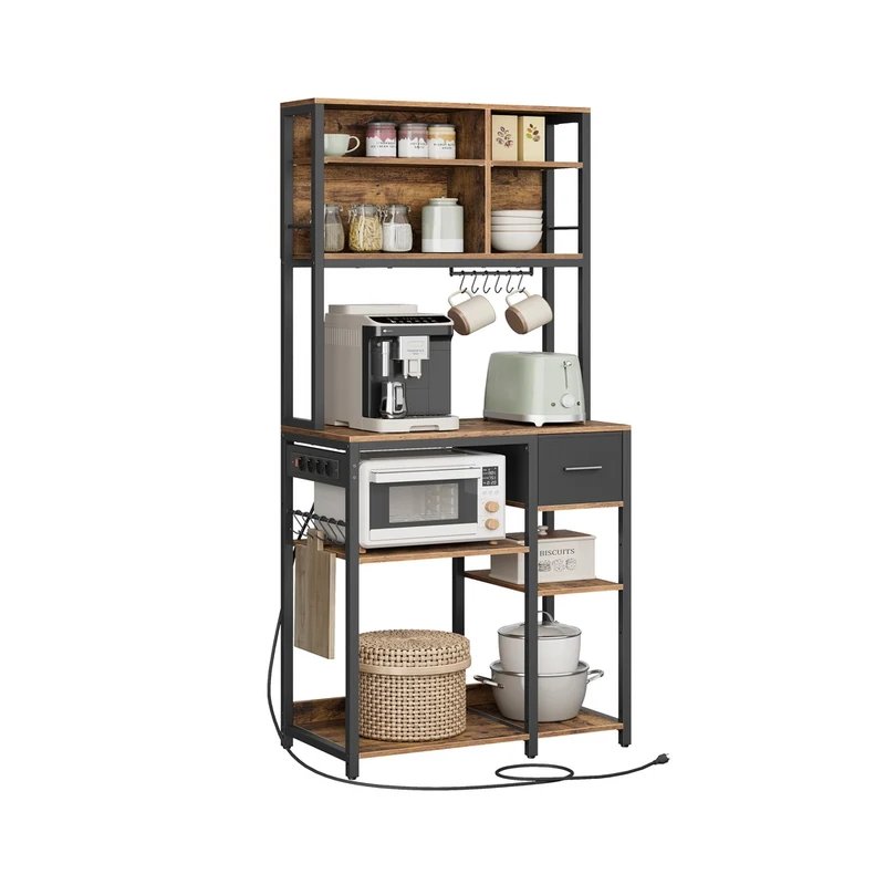 Étagère de cuisine avec multiprise et rangement pratique